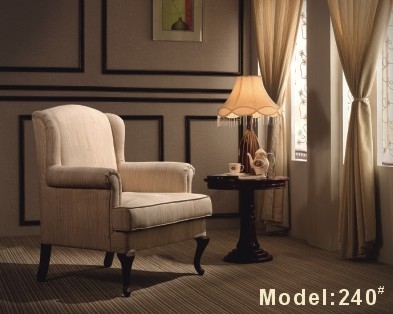 chambre d'hôtel blanche de 850*850*900mm Sofa Single Seater Fabric Sofa avec ISO14001