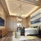 Les meubles en bois modernes de chambre à coucher d'hôtel placent la tapisserie d'ameublement de velours