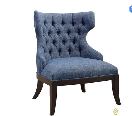 Les jambes en bois solides ISO18001 d'ODM de bleu marine de tissu de chaise en bois de tapisserie d'ameublement ont approuvé