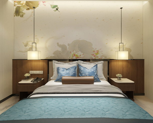 Les meubles modernes de chambre à coucher d'hôtel placent le Roi Size de lit de plate-forme