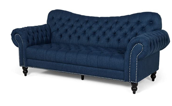 Le sofa 3 Seater de chambre d'hôtel de cadre en bois de bleu marine a orné le sofa 2300*850*850mm