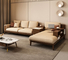 Couleur de noix de meubles de la villa ISO9001 avec la tapisserie d'ameublement L sofa de tissu de forme