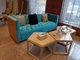 le bouton de cadre en bois de 2200*900*800mm Gelaimei a orné Sofa Blue For Living Room
