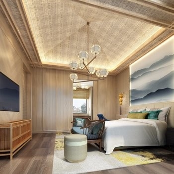 Les meubles en bois modernes de chambre à coucher d'hôtel placent la tapisserie d'ameublement de velours